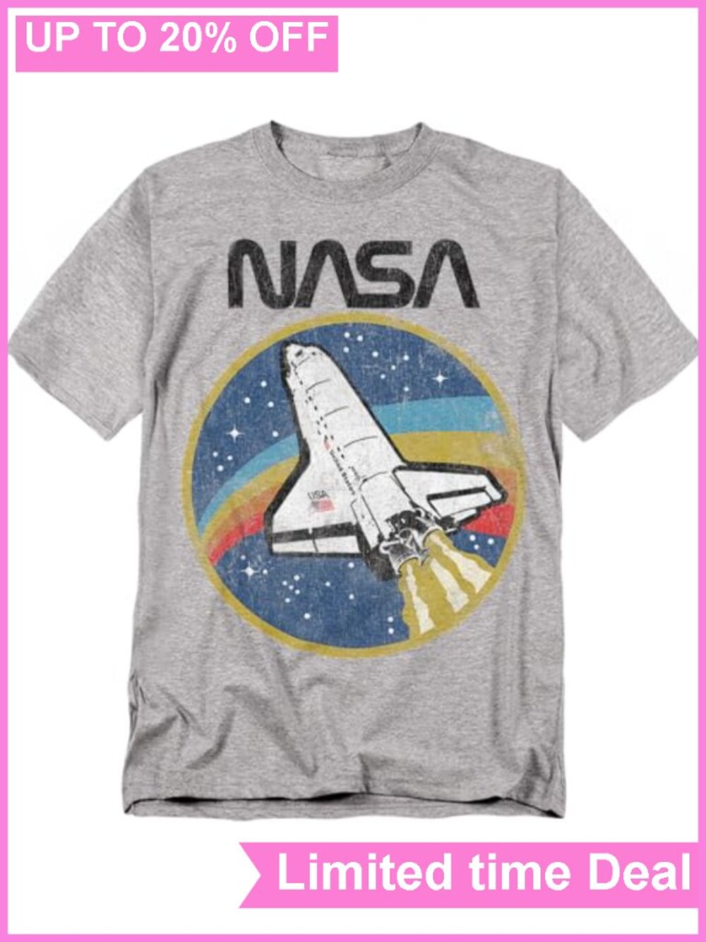 NASA Retro Space Shuttle Graphic T Shirt Cotton Short Sleeve Casual